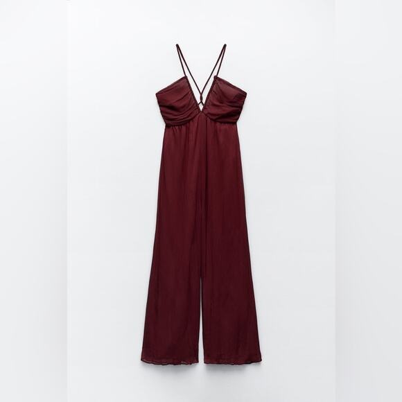 ZARA LONG CROSSED BACK JUMPSUIT - Picture 8 of 13